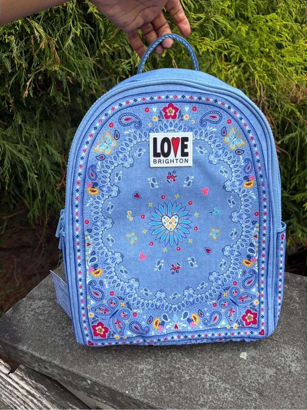 Brighton Love Bandana Paisley Butterfly Backpack Blue NWT